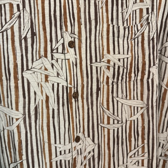 Caribbean silk blend Brown and White Men's Shirt tropical bamboo size XL - Picture 5 of 6